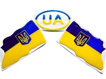 Купити Набір силіконових наліпок "UA з двома прапорами України по вітру" 2548530262 в інтернет-магазині Avtoaks