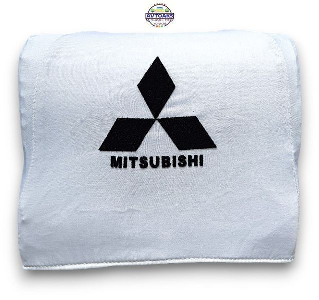 Купить Белые чехлы на подголовник с черным логотипом 2 шт. Mitsubishi 2868492627 в интернет-магазине Avtoaks
