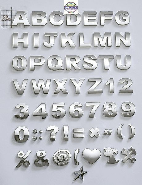 Купить Буквы. Символы. Значки 3D Хром Большие ровный шрифт 29 мм 2357128690 в интернет-магазине Avtoaks