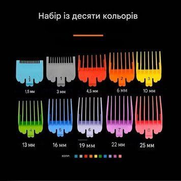 Купити Набір різнокольорових насадок для стрижки машинки 10 шт. (1.5-25 мм) 130820262 в інтернет-магазині Avtoaks